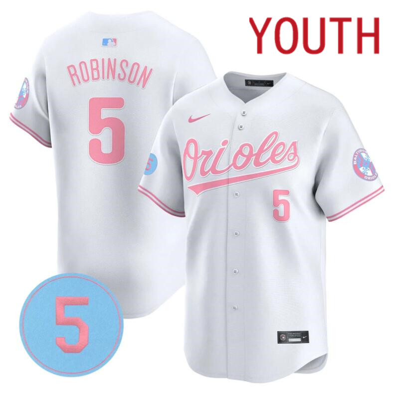 Youth Baltimore Orioles 5 Robinson white 2024 Nike MLB jersey